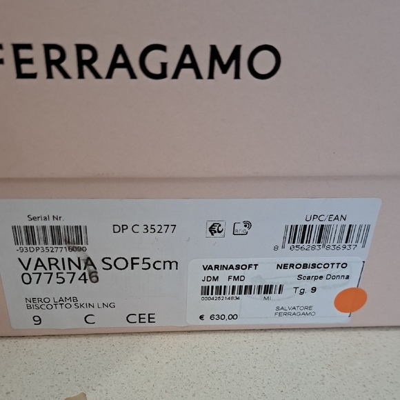 Salvatore Ferragamo Varina Black Flats with Gold Accent - Picture 3 of 13